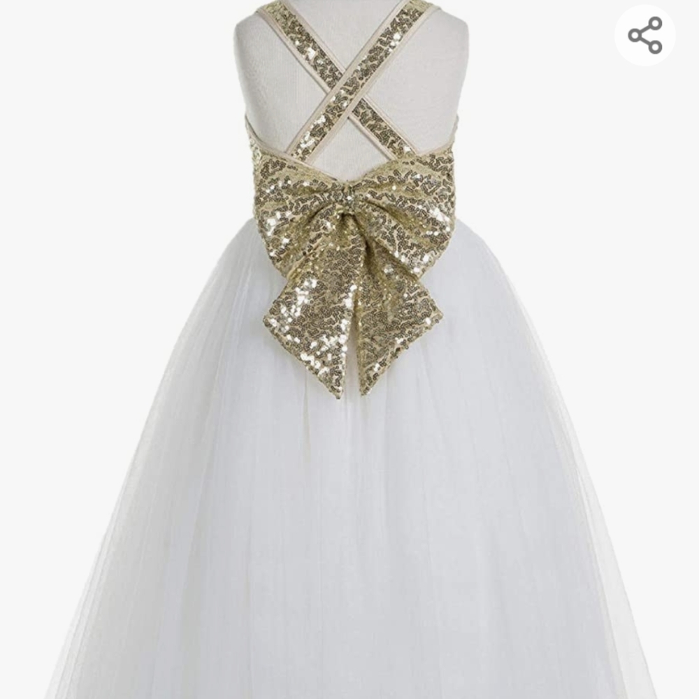 Ekidsbridal crossed straps A-line toddler flower girl dresss